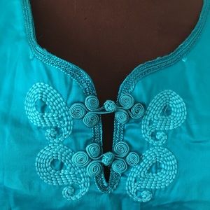 Caribbean blue shift dress